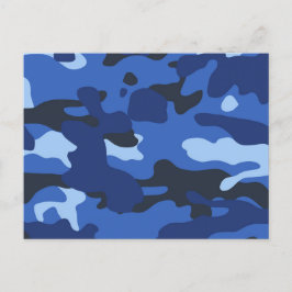 Cartão Postal De Festividades Padrão de Camo Azul Camouflage