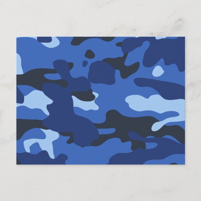 Cartão Postal De Festividades Padrão de Camo Azul Camouflage (Frente)