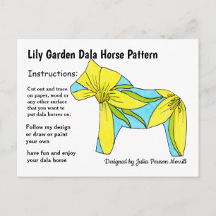 Cartão Postal De Festividades Padrão de Cavalo Dala Lily Garden para Compartilh