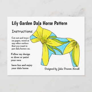 Cartão Postal De Festividades Padrão de Cavalo Dala Lily Garden para Compartilha