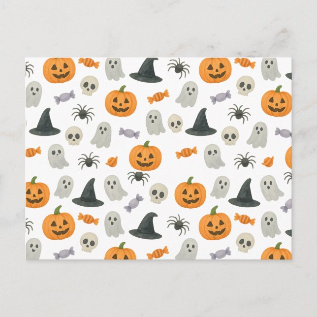 Cartão Postal De Festividades Padrão de Dia das Bruxas (Frente)
