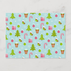 Cartão Postal De Festividades Padrão de Férias de Natal Fresco