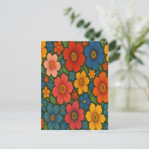 Cartão Postal De Festividades Padrão De Flor Selvagem Brilhante