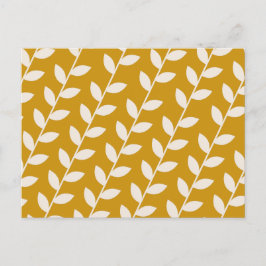 Cartão Postal De Festividades Padrão de Folha Retro de Mostarda Personalizada 70