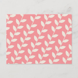 Cartão Postal De Festividades Padrão de Folha Retro Pink Personalizado 70s