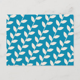 Cartão Postal De Festividades Padrão de Folha Retroativa Azul 70s Personalizado