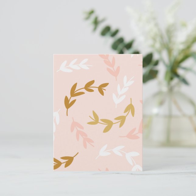 Cartão Postal De Festividades Padrão de Folhas 4 (Em pé/Frente)