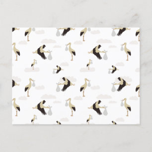 Cartão Postal De Festividades Padrão de Garotinha de Stork Newborn