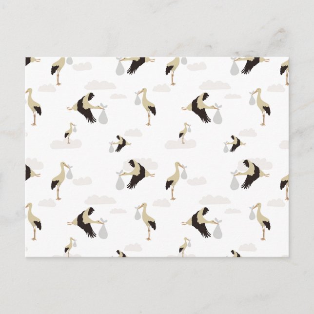 Cartão Postal De Festividades Padrão de Garotinha de Stork Newborn (Frente)