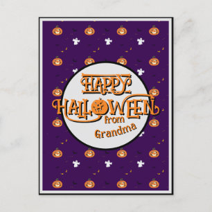 Cartão Postal De Festividades Padrão de Halloween e mensagem assustadora