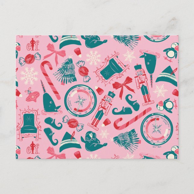 Cartão Postal De Festividades Padrão de Ícone de Férias de Elfo Enquadrado (Frente)