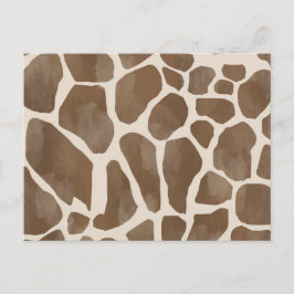 Cartão Postal De Festividades Padrão de Impressão Animal Girafa em Aquarela
