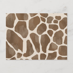 Cartão Postal De Festividades Padrão de Impressão Animal Girafa em Aquarela