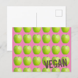 Cartão Postal De Festividades Padrão de Maçã Vegan para amante de Frutas Vegetar