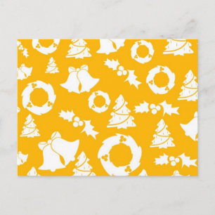 Cartão Postal De Festividades Padrão de Natal Amarelo