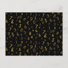 Cartão Postal De Festividades Padrão de Símbolos de Moeda dos Números de Luxo Do