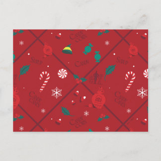 Cartão Postal De Festividades Padrão de Verificação de Doces de Elfo