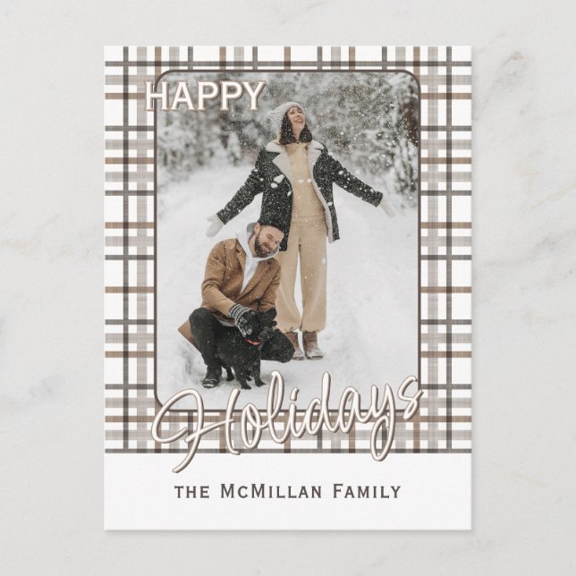 Cartão Postal De Festividades Padrão de Xadrez Elegante Rustic Classy (Frente)