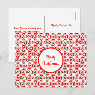 Cartão Postal De Festividades Padrão festivo de Natal