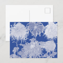 Cartão Postal De Festividades Padrão Floral Azul de Chinoiserie Vintage Chinoise