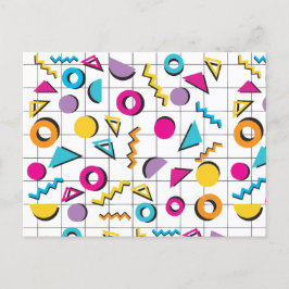 Cartão Postal De Festividades Padrão Geométrico Colorido do anos 80 Oitenta