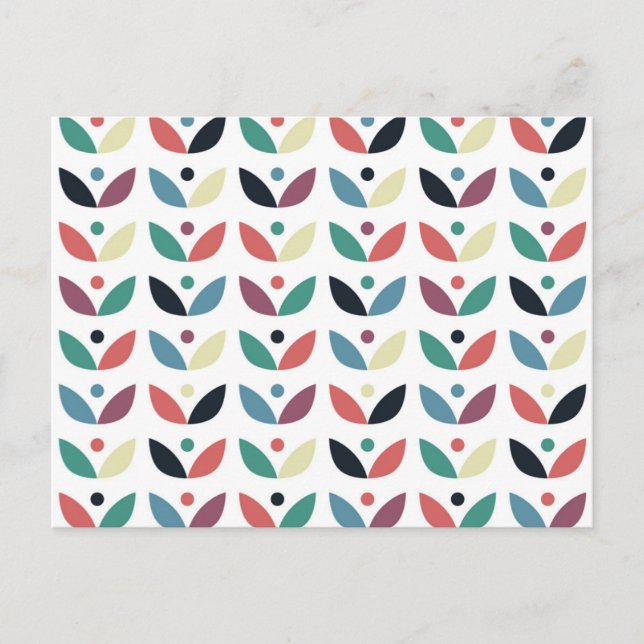 Cartão Postal De Festividades Padrão Geométrico Folk Art (Frente)
