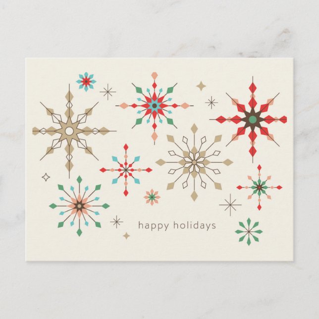 Cartão Postal De Festividades Padrão Intrate Snowflake (Frente)