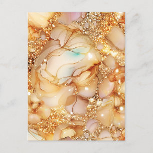 Cartão Postal De Festividades Padrão Mínimo de Ouro Sem Costura da Glitter