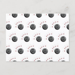 Cartão Postal De Festividades Padrão Personalizado de Bola de Boliche e Pinos