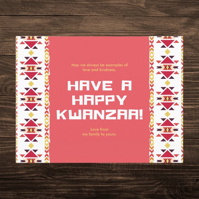 Cartão Postal De Festividades Padrão tribal amarelo e vermelho africano Kwanzaa (Criador carregado)