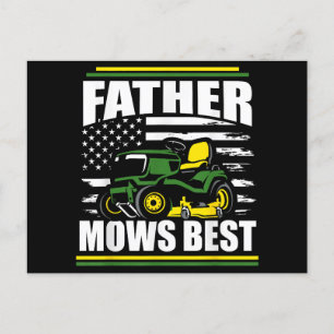 Cartão Postal De Festividades Padre Mows Best Funny Lawn Mower American Flag Fa