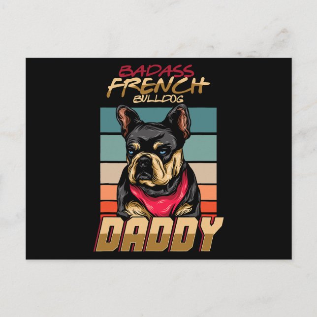 Cartão Postal De Festividades Pai Badass French Bulldog (Frente)