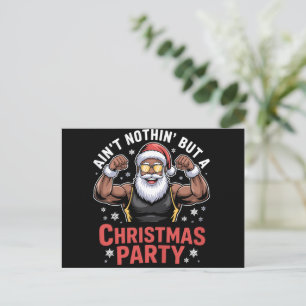 Cartão Postal De Festividades Pai Natal Afro-Americano de Natal Pijama