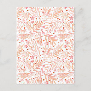 Cartão Postal De Festividades Painted Peach Palm Leaves