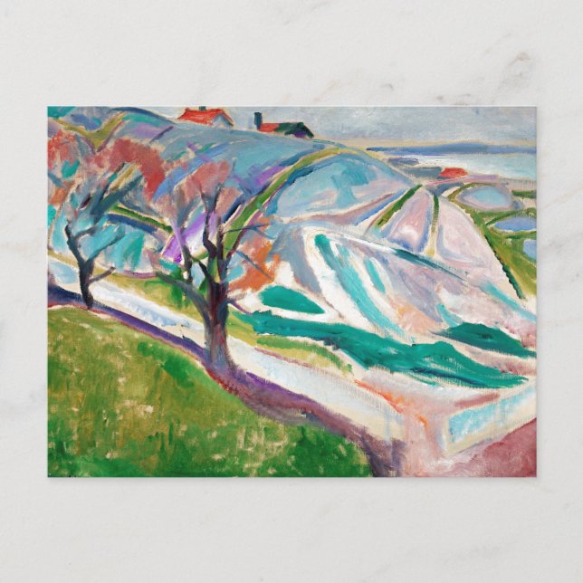 Cartão Postal De Festividades Paisagem com Edward Munch (Frente)