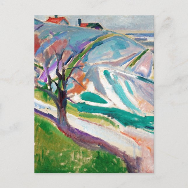 Cartão Postal De Festividades Paisagem com Edward Munch (Frente)