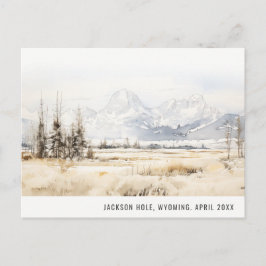 Cartão Postal De Festividades Paisagem de aquarela de Jackson Hole Wyoming Viage