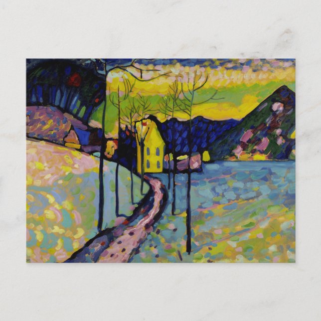 Cartão Postal De Festividades Paisagem de inverno por Wassily Kandinsky (Frente)