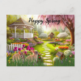 Cartão Postal De Festividades Paisagem de Jardim de Flor Primavera