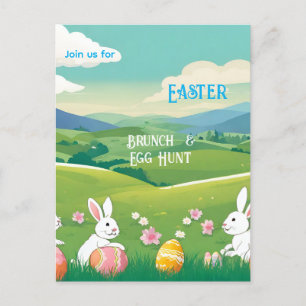 Cartão Postal De Festividades Paisagem de páscoas - caça a Brunch&Egg