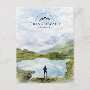 Cartão Postal De Festividades Paisagem dos Alpes Suíços de Grindelwald Suíça