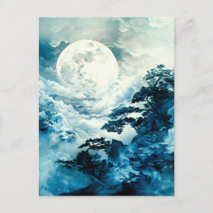 Cartão Postal De Festividades Paisagem Mística da Montanha ao Luar