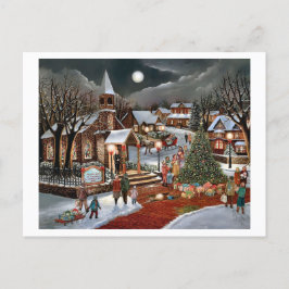 Cartão Postal De Festividades Paisagem nevada de Natal vintage