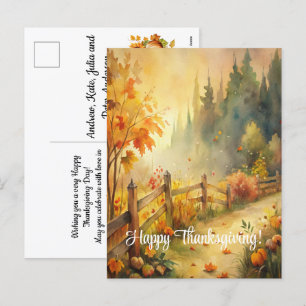 Cartão Postal De Festividades Paisagem Rustic Fall Feliz Ação de Graças