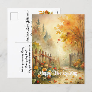 Cartão Postal De Festividades Paisagem Rustic Fall Feliz Ação de Graças