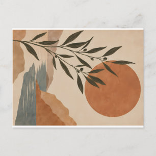 Cartão Postal De Festividades Paisagem Serena Minimalista da Natureza com Tom Te