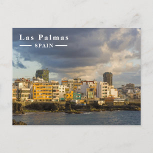 Cartão Postal De Festividades Paisagem Urbana Costeira de Las Palmas Espanha