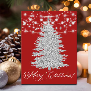 Cartão Postal De Festividades Palha de Prata Árvore de Natal Leve Feliz Natal