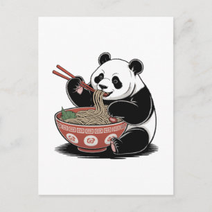 Cartão Postal De Festividades Panda comendo marinheiros japonês estilo ukiyo-e r