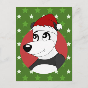 Cartão Postal De Festividades panda de desenho animado de natal